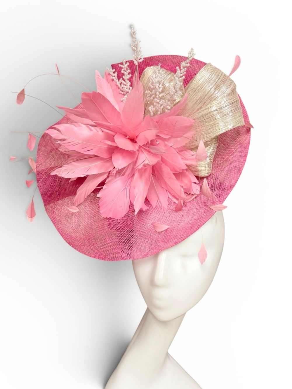 Pink fascinator.  Beautiful pink, silver and pearls